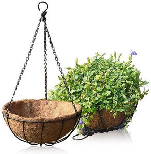 Outdoor Decoration: 2 Pack 20cm Metal Hanging Planter Basket With Coco Liner