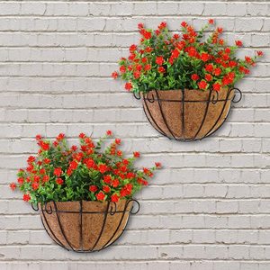 2 Pack Iron Wall Hanging Half Round Planters Basket 30cm