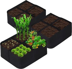 Outdoor Planters Pots: 2Pack 4 Grids Plant Grow Bag Garden Bed 60x60x30CM