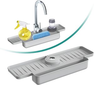 Kitchen Cleaning: Upgraded Silicone Faucet Splash Guard Sink Organizer