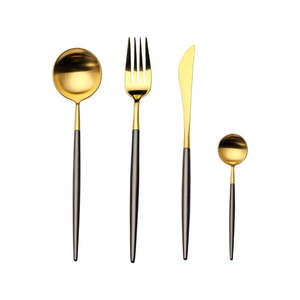 4 Pieces Color Stainless Steel Utensils Set - Gold Black