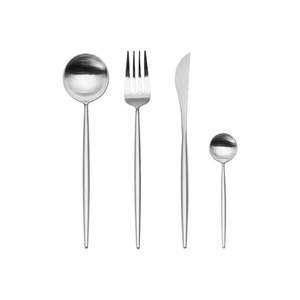 Kitchen Utensil: 4 Pieces Single Color Stainless Steel Utensils Set-Sliver
