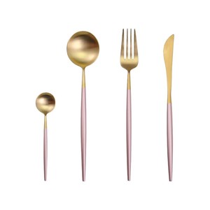 Kitchen Utensil: 4 Pieces Dual Color Stainless Steel Utensils Set-Gold Pink