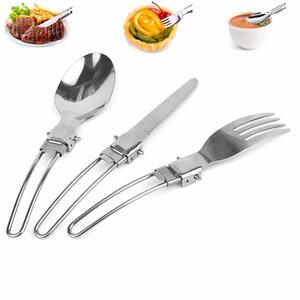 Kitchen Utensil: Foldable Camping Picnic Spoon Folk Knife Set