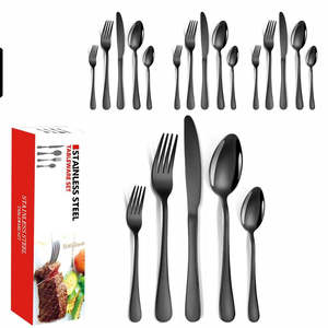 20 Pcs Stainless Steel Flatware Set Tableware Set-Black