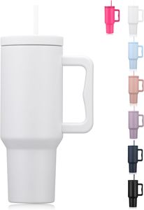 1200ML Tumbler with Handle Fit Car Cup Holders - White