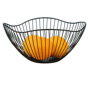 Lotus Leaf Shape Metal Wire Fruit Bowl Basket-Black