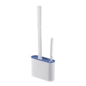 Toilet Essentials: 2 in 1 Flex Silicone Toilet Brush with Holder-Blue