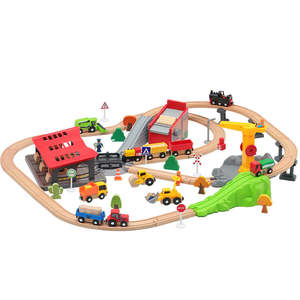Wooden Train Tracks & Trains Construction Toys-Railway Station