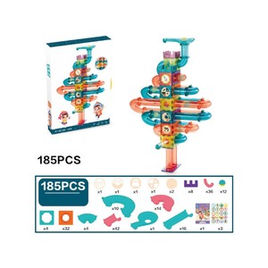 185Pcs Magnetic Tiles Marble Run STEM Building Toys