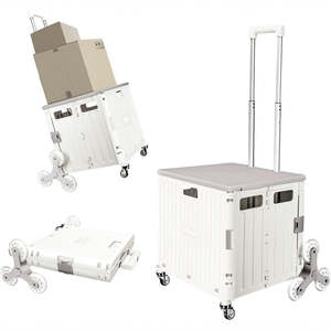 Foldable Utility Cart with Stair Climbing Wheels - White