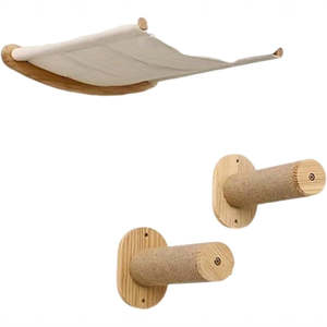 Cat Hammock Wall Mounted Cat Shelf with Two Steps