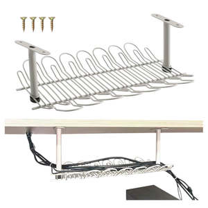 Charging Power: Under Desk Cable Management Organizer Tray 36cm-Grey