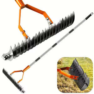 Diy Garden Pet: Adjustable Garden Rake 19 Tine Metal Thatching Rake with 4 Section Stainless Steel Pole