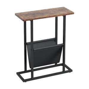 Narrow Side Table with Magazine Holder