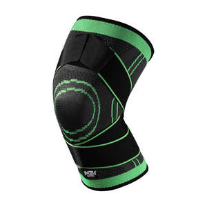 With Issues: Soft Protective Adjustable Knee Compression Sleeve Brace Green-L