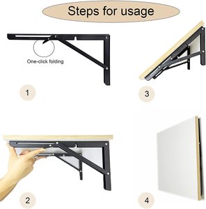 2pcs Space Saving Wall Mounted DIY Folding Shelf Brackets-20x10.5cm
