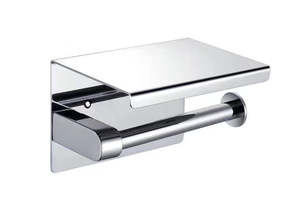 Bathroom Storage 1: Stainless Steel Toilet Paper Roll Holder with Shelf