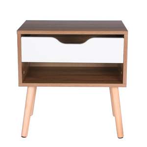 Wood Accent End Table Bedside Table with Drawer-Nature