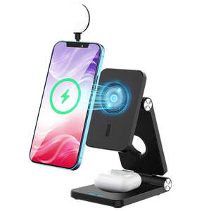 Office Desk: 4 in 1 iPhone 12 Magnetic Wireless Charging Station with LED Desk Lamp