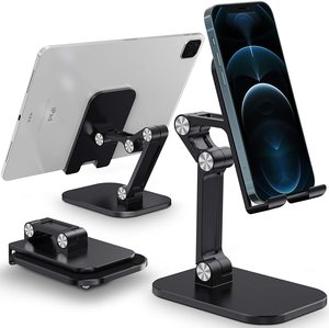 Office Desk: Foldable Angle Height Adjustable Desktop Tablet Phone Holder Stand-Black