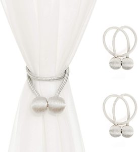 2 Pairs Window Curtain Tiebacks Magnetic Tie Band-White