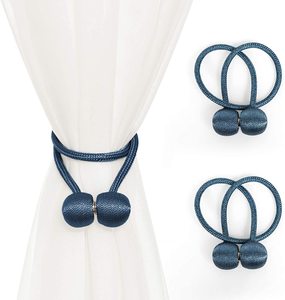 2 Pairs Window Curtain Tiebacks Magnetic Tie Band-Blue