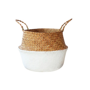 Garden Outdoor Living: Woven Seagrass Flower Baskets Garden Flower Pot-L