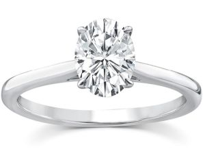 9ct White Gold Oval Lab Diamond Solitaire Ring