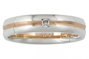 9ct Bi tone White/Rose Gold Diamond Band