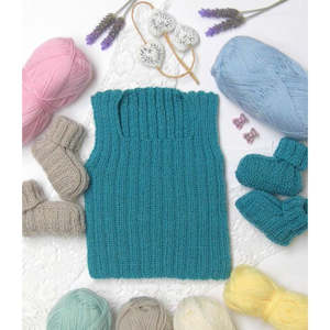 Countrywide Yarns: Lullaby 4ply Rib Singlet and Booties Knitting Pattern
