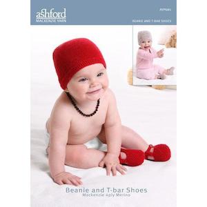 Clearance Patterns: Babies Beanie and T-Bar Shoes 4ply Knitting Pattern SALE