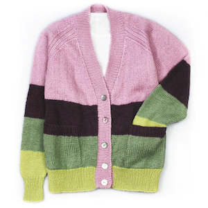 Bellissimo: 751 Burnett Striped Cardigan for Teens DK Knitting Pattern