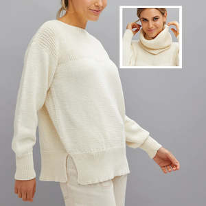 Bellissimo: 779 Graynor Boat Neck Jumper with Side Splits and 2 matching Cowls Pattern