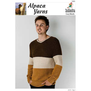 1551 Mens Texture Stripe Sweater DK 8ply Knitting Pattern