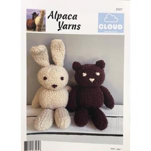 Alpaca Yarns: 2507 Teddy and Rabbit Knitting Pattern in Cloud