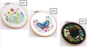 Circle Embroidery Kit with Pattern, Fabric, Threads, Hoop, Needle and Thread Snips