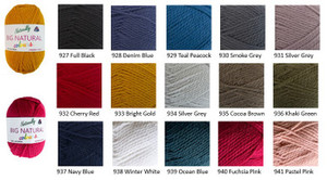 Naturally NZ Big Natural Colours Chunky 14ply 100% NZ Wool - 150 grams / 172 metres