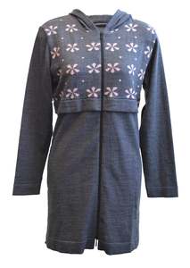 Womens: Long Flower Patterned Hoodie