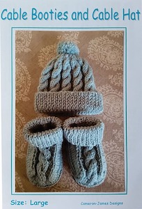 Booties: Sheepskin Soled Cable Booties and Cable Hat