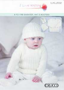 Booties: 0202 Rib Sweater, Hat & Bootees