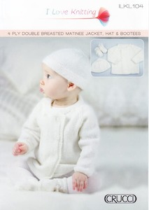 Booties: 104* Double Breasted Matinee Jacket, Hat & Bootees