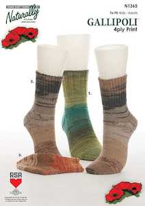 N1365 Three Different Rib Cuff Socks