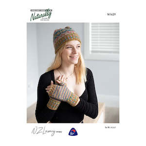 Vests: N1629 Fair Isle Hat with Stripey matching Fingerless Gloves