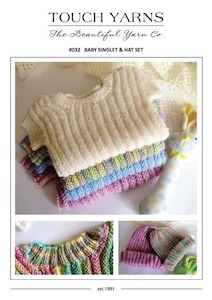 Singlets: 032 Baby Singlet & Hat Set 2ply 4ply