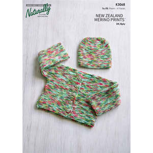 K3068 Garter Stitch Baby Jacket & Hat