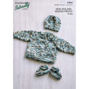 K3066 Crossover Cardigan, Hat & Booties