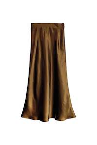 GALA BIAS SKIRT CIGAR SILK SATIN - MIDI LENGTH