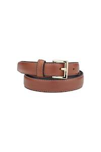 Belts: BELT CLASSIC HANDMADE TAN/GOLD