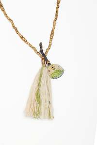 Necklaces: ISHI COLLAR YALA GREEN AND CREAM - Y2016